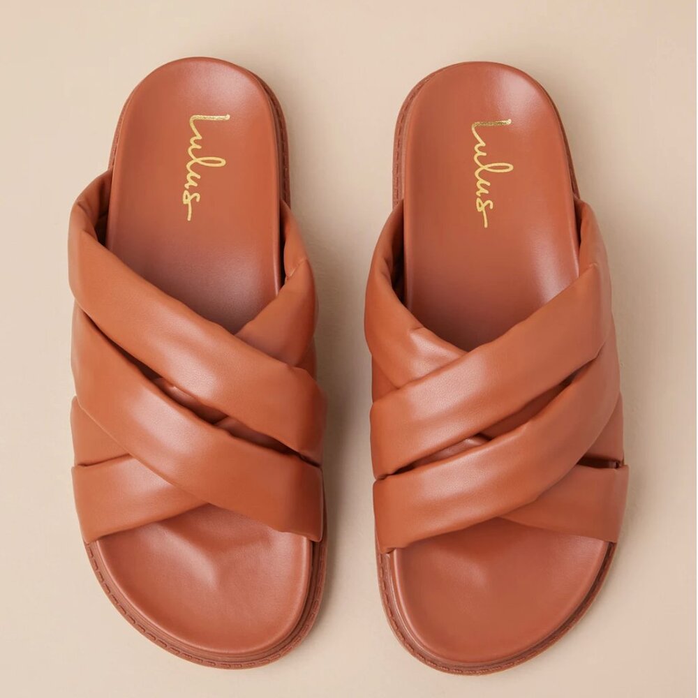 Lulu's Tolleson Cognac Slide Sandals 10